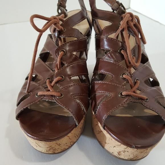 VTG Guess Lace up Cork Platform Heels 9/9.5 - Picture 2 of 7